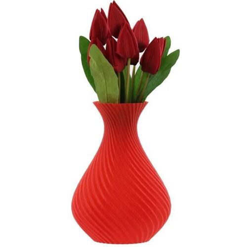 Vase à fleurs artificielles 3D rouge haut 20cm plastique décoratif tasse