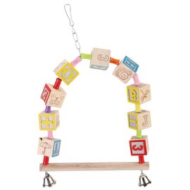 Hjlian Balancoire En Bois Pour Perroquets, Hamac, Cage, Perchoir, Support De Jeu Avec Cloches Pour Perruches Calopsittes