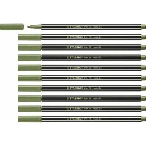Feutres Stabilo - 68/843 - Feutre Metallise- Pen 68 Metallic- Lot X 10 Feutres Pointe Moyenne- Vert Clair
