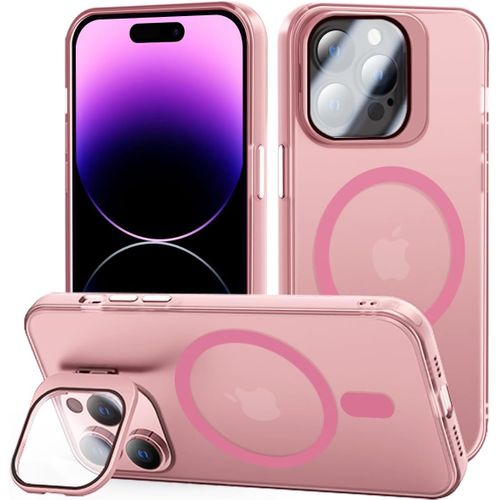 Tigratigro Coque Avec Béquille, Compatible Avec Iphone 14 Pro Max, Protection D'appareil Photo H9 En Verre Trempé, Coque Arrière Translucide Givrée, Anti-Traces De Doigts, Toucher Velours(Sakura Pink)