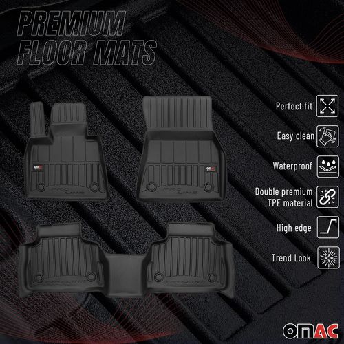 Omac Tapis De Sol Caoutchouc Pour Bmw X6 G06 2019-2025 3 Pièces Noir Premium