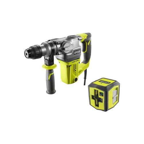 Pack RYOBI Perforateur Burineur SDSPLUS - 1050W - RSDS1050-K - Laser croix verte - 15m de portée - RBCLLG1