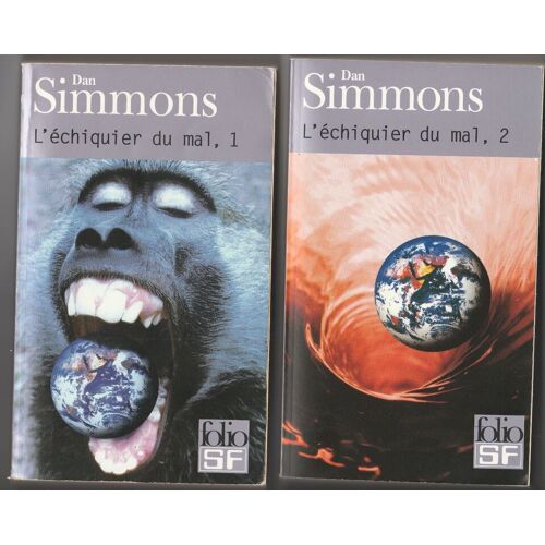 Lot Récit Complet L'Échiquier Du Mal 1 & 2 Dan Simmons Gallimard 2000 Folio Sf N° 9 & 10 Fantastique Science Fiction