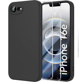 Coque Pour iPhone 16e Silicone Noir + 2 Verres Trempes Little Boutik©