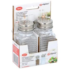 Alpina Salière Et Poivrière Verre/Acier Inoxydable Transparent/Argent 2 Pièces