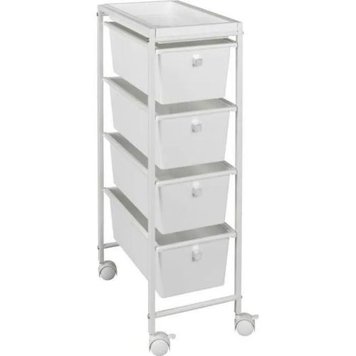 Desserte Mobile - Wenko - Gala - 4 Tiroirs - Métal - Plastique - Blanc
