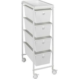 Desserte Mobile - Wenko - Gala - 4 Tiroirs - Métal - Plastique - Blanc