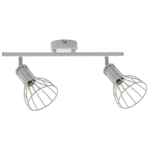 HOMEMANIA Lampe de Plafond Megan - Plafonnier - Murale - Chrome, Blanc en Métal, 55 x 10 x 21 cm, 2 x E14, 60 W