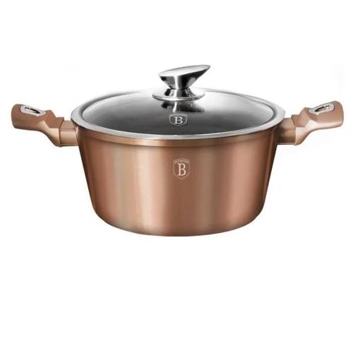 Casserole 24cm Cuivre Metal, Revêtement Marbre- Aluminium Turbo Induction