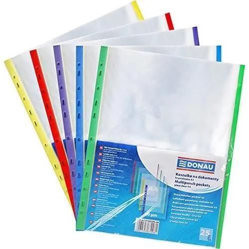 Unbekannt Danube 1774925pl 99 Lot De 25 Pochettes Perforées, Pp, A4, Grainée, 40m, Bord Coloré Couleurs