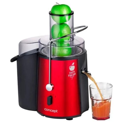 CONCEPT LO7028 FRESH, Extracteur de jus, GOULOT XXL (7,2 cm), couleur noir et rouge, deux vitesses, 1000 w, 16 800 TOURS-MINUTE