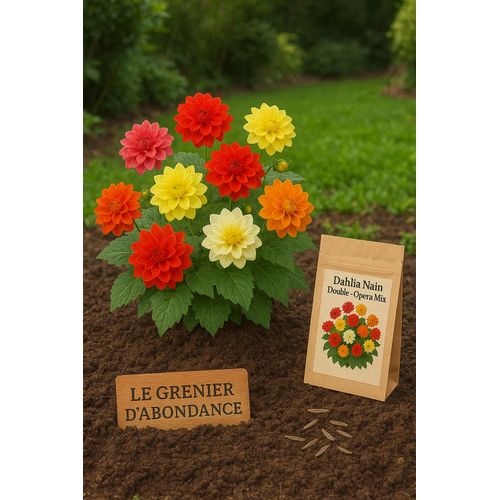 25 Graines À Semer - Le Grenier D'abondance - Dahlia Nain Double Opéra Mix