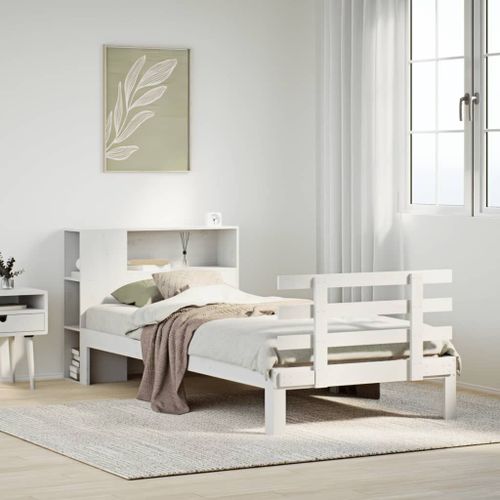 Vidaxl Lit Bibliothèque Sans Matelas Blanc 90x190cm Bois De Pin Massif