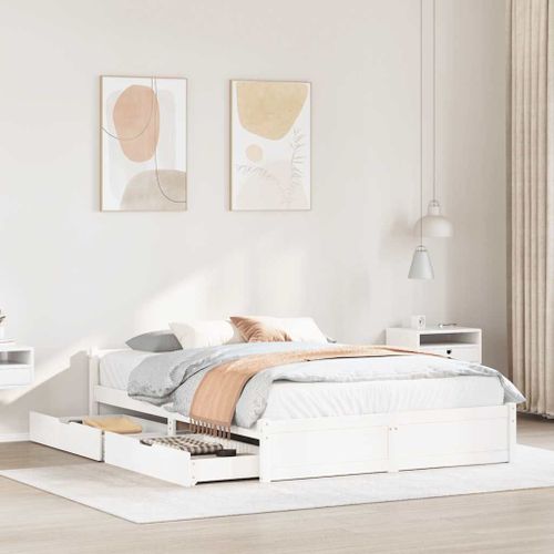 Vidaxl Cadre De Lit Sans Matelas Blanc 100x200 Cm Bois De Pin Massif