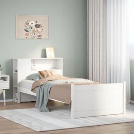 Vidaxl Lit Bibliothèque Sans Matelas Blanc 100x200 Cm Bois Pin Massif