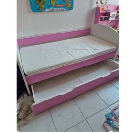 Lit Enfant 140×70 Cm , Rose + 2 Matelats