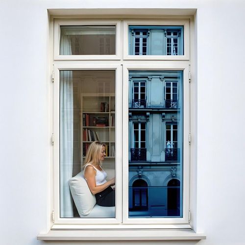 Film miroir sans tain pour grand vitrage vis-à-vis proche - bleu - 75 cm x 0.5 m en rouleau - DIMEXACT