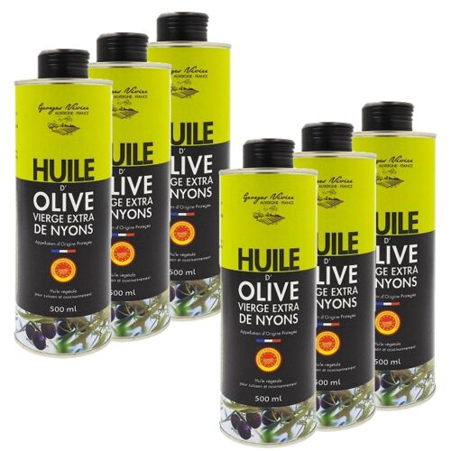 Lot 6x Huile D'olive De Nyons Aop - Georges Nivier - Bidon 50cl