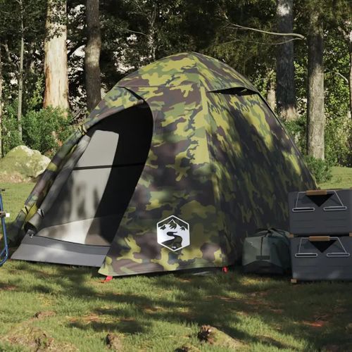 Tente De Camping À Dôme 2 Personnes Camouflage Imperméable