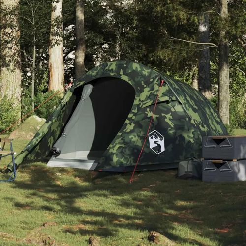 Tente De Camping Tunnel 2 Personnes Camouflage Imperméable