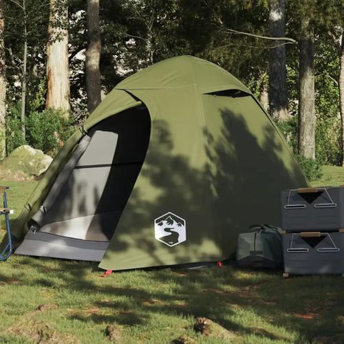Tente De Camping À Dôme 2 Personnes Vert Olive Imperméable