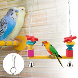 Hjlian 1 Support Suspendu En Bois Pour Perroquet, Balancoire, Echelle, Jouets Avec Cloches