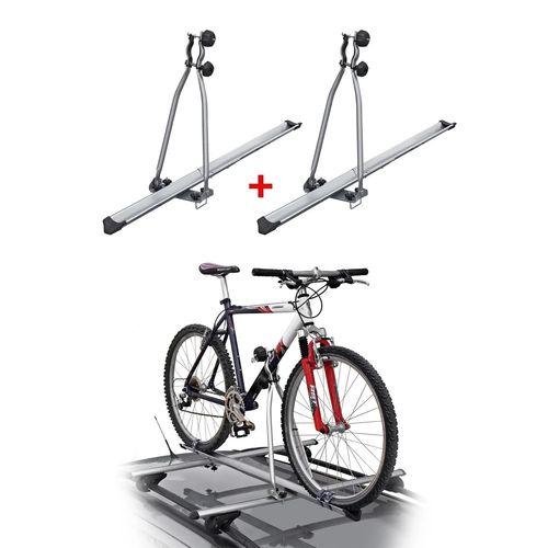 2 Menabo Porte-Vélo De Toit Huggy Pour 2 Vélo 15kg En Acier Argent