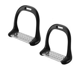 Hjlian Etrier D'equitation En Acier Inoxydable Avec Coussin Antiderapant Et Selle En Aluminium Peinte En Noir