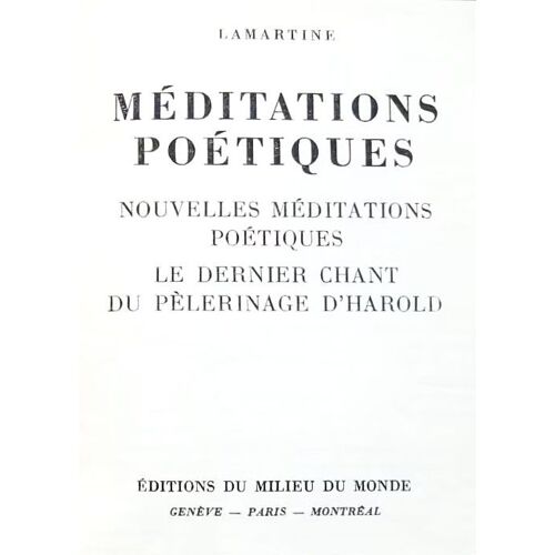 Méditations Poétiques - Lamartine