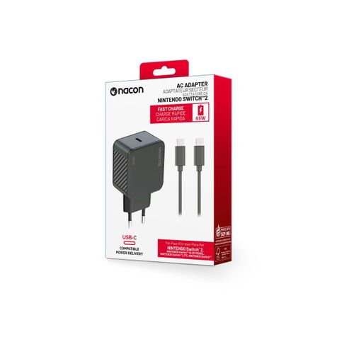 Nacon Adaptateur Secteur Pour Recharger La Switch Et La Switch 2 | 65 Watts | Câble De Recharge Fourni Usb-C À Usb-C