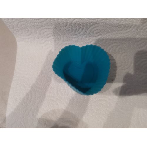 Lot 10 Moules Cupcake / Muffins Coeur Silicone Coloris Bleu/Vert