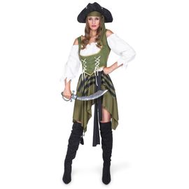 Déguisement Pirate Flibustière Vert Femme - Taille: Xs