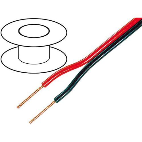 100m de Cable de haut parleurs - 2x1mm2 OFC noir et rouge
