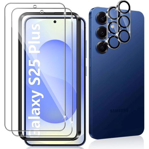 CAUC-2 Pièces Verre Trempé pour Samsung Galaxy S25 Plus 5G, 2 Pièces Caméra Arrière Protecteur,9H Dureté/Anti-Rayures/Sans Bulles/Résistant,Protection écran
