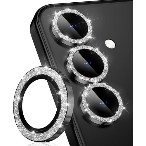 Protecteur D'objectif Individuel Pour Samsung Galaxy S25, Hd Clair, Résistant Aux Rayures, Caméra Film De Protection D'écran, Verre Trempé Ultra-Fin Avec Bord Aluminium,Noir Pailleté