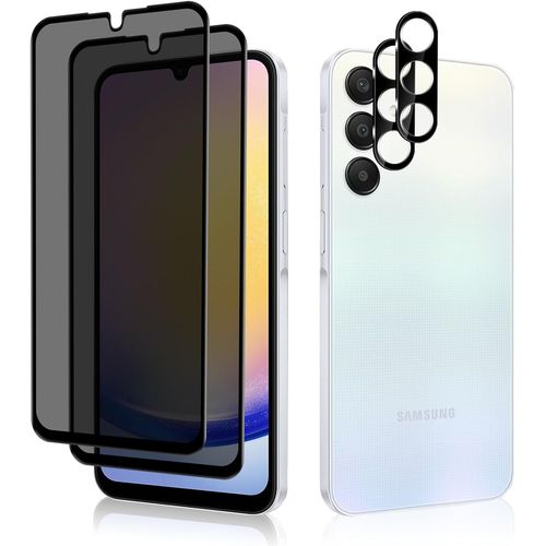 [2 + 2 Pièces Anti-Espion Verre Trempé + Caméra Arrière Protecteur Compatible Avec Samsung Galaxy A25 5g, 9h Dureté Anti-Peeping Protection D'écran, Privacy Verre Trempé Pour Galaxy A25 5g