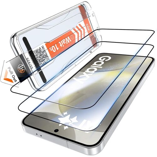 JGD-Verre Trempé pour Samsung S25/S24, Protection D'écran 2 Pcs Verre trempé HD Installation Automatique - Dureté 9H - Anti-Chocs, Anti-Rayures, Anti-Traces De Doigts, Anti-Huile, Anti-Bulles