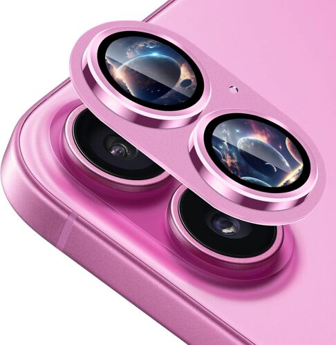 KALANKA-Caméra Arrière Protecteur Compatible avec iPhone 16 / iPhone 16 Plus, Objectifs Verre Trempé Protection Lentille Aluminium Protecteurs D¿Objectif pour iPhone 16 / iPhone 16 Plus, Rose
