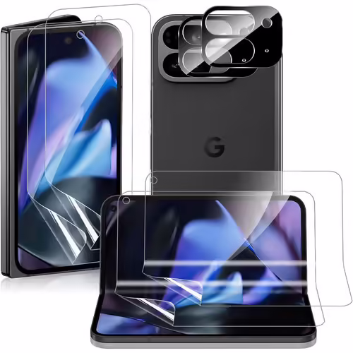 Protecteur D'écran pour Google Pixel 9 Pro Fold,[2+2+2 Pièce] TPU Protecteur D'écran Intérieur + TPU Protecteur D'écran Externe + Caméra Protecteur pour Google Pixel 9 Pro Fold