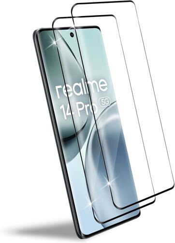 CAUC-Compatible avec Realme 14 Pro 5G Protection écran, 2 Pièces Verre Trempé [3D Couverture Complète], 9H Dureté HD Sans Bulles Anti-rayure Protection Décran