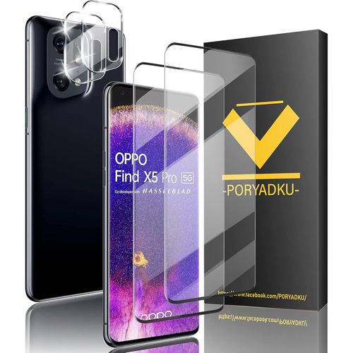 AER-Protection D'écran pour OPPO Find X5 Pro 5G 6,70 Pouces, Verre Trempé 2 Pièces + Caméra Protecteur 2 Pièces, Anti-empreintes digitales, 9H Dureté, Sans Bulle