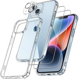 Coque Tpu Pour Iphone 14 + 2 Verres Trempés Et 2 Protections Caméra Arrière