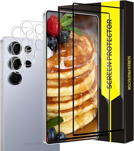 2+2 Pack Verre Trempé Pour Samsung Galaxy S25 Ultra 5G, Caméra Arrière, 3D Couverture Totale, À L'Épreuve Des Bulles, 9H Dureté Protection Écran, Ultra Hd Claire S25 Ultra Vitre Protection