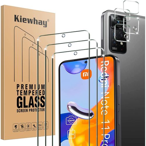 Kal-Protection Écran Compatible Avec Xiaomi Redmi Note 11 Pro 4g/ 5g Verre Trempé 6,67'', 3x Protecteur D¿Écran +4x Caméra Arrière Protecteur, [9h Dureté] [Sans Bulles] 99,99% Hd Vitre -7 Pièces