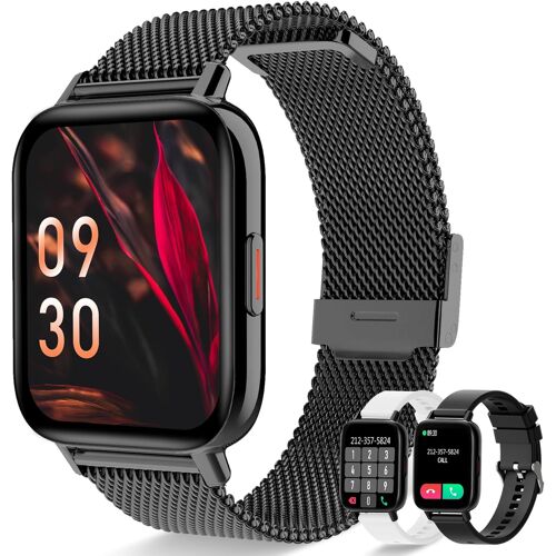 Montre Connectée Femme Repondre Appel 1.69" Smartwatch Fréquence Cardiaque Sommeil SpO2 Fonction Féminine Notification Intelligente Montre Sport Étanche Podomètre Calories 3 Bracelets pour iOS Android