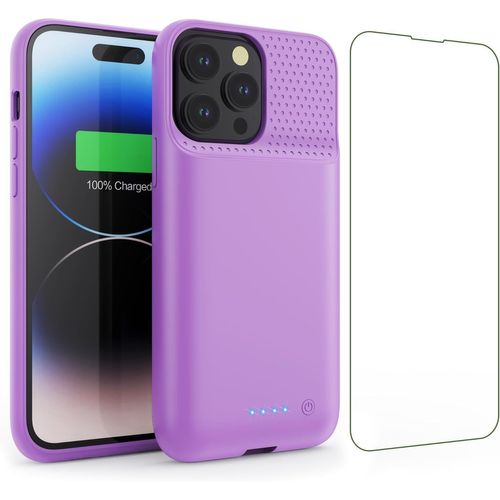 Kalanka-Coque Batterie Pour Iphone 14 Plus/14pro Max/13 Pro Max, 8600mah Chargeur Portable Batterie Externe Puissante Power Bank Coque Rechargeable Pour Iphone 14 Plus/14pro Max/13 Pro Max[6.7] (Viol