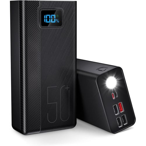 50000mah Power Bank:22.5w Batterie Externe À Chargement Rapide Avec Grande Capacité Et 5 Sorties Et 3 Entrées 20000 Mah X 2.5