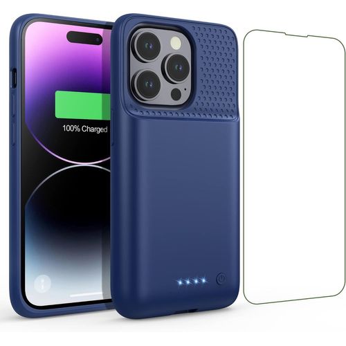 Kalanka-Coque Batterie Pour Iphone 14 Pro, 7200mah Rechargeable Batterie Externe Puissante Power Bank Chargeur Portable Étui Housse Batterie De Coques D'alimentation Pour Iphone 14 Pro (6,1 Pouces)-B