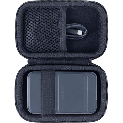 Kalanka-Dur Cas Étui De Voyage Housse Pour Anker Powercore Magnetic 5k Avec Support 5000mah Batterie Externe Power Bank Chargeur Portable (Noir)