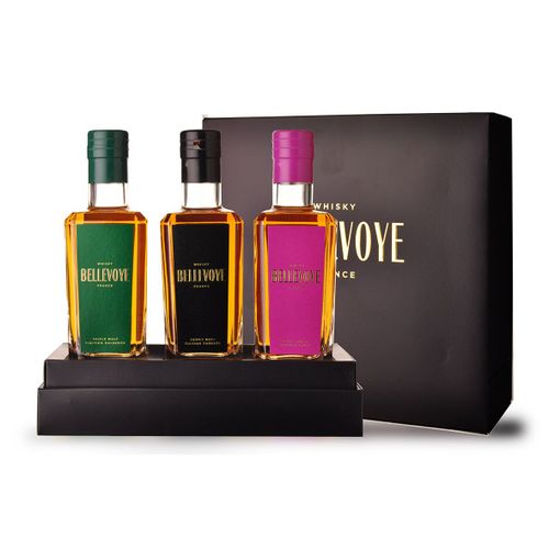 Whisky Bellevoye Noir-Vert-Prune 3x20cl - Coffret Prestige
